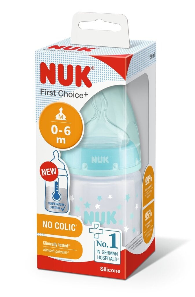 Polipropileno buteliukas su temperatūros kontrole NUK FC+, 150 ml, 0-6 mėn. цена и информация | Buteliukai kūdikiams ir jų priedai | pigu.lt