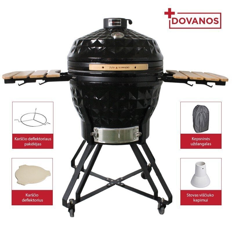 Kepsninė su priedais Zyle Kamado Diamond X Large ZY24KSBLDISET, 62 cm kaina ir informacija | Kepsninės, griliai | pigu.lt