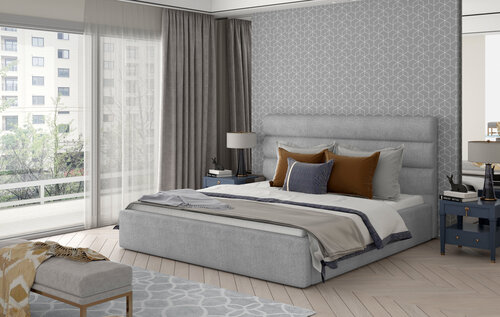 Кровать NORE Caramel 13, 200x200 см, светло-серая цена и информация | Кровати | pigu.lt