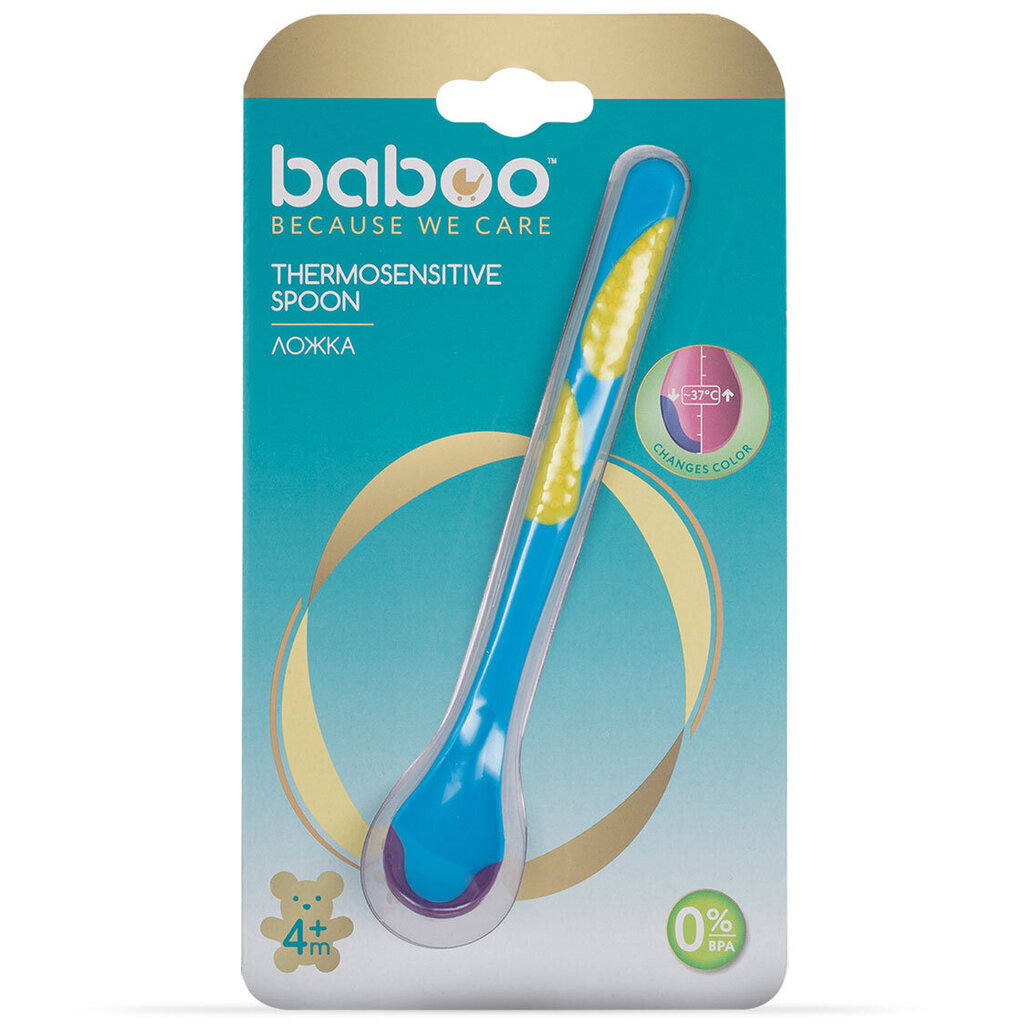 Baboo šaukštelis jautrus karščiui, 4+ mėn kaina ir informacija | Kūdikių indai, indeliai pienui ir įrankiai | pigu.lt