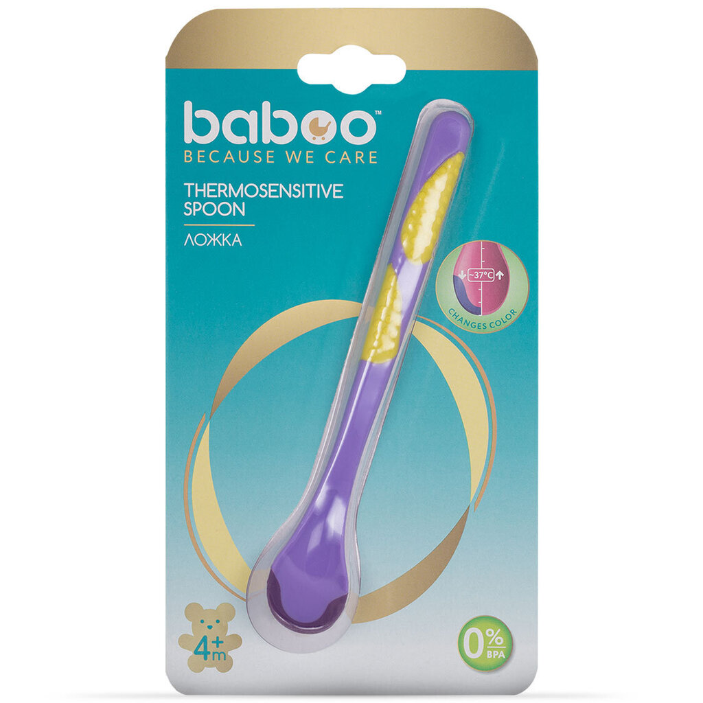 Baboo šaukštelis jautrus karščiui, 4+ mėn kaina ir informacija | Kūdikių indai, indeliai pienui ir įrankiai | pigu.lt