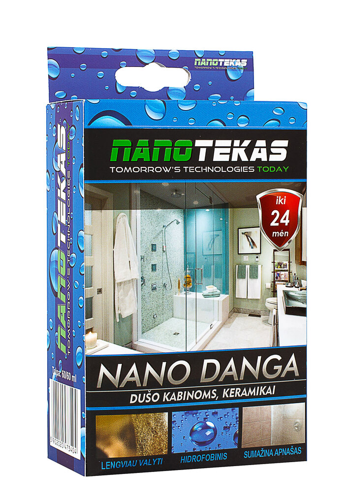 Nano danga dušo kabinoms, keramikai, 60/60ml kaina ir informacija | Valikliai | pigu.lt