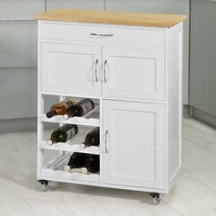 Кухонный шкафчик на колесиках SoBuy FKW45-WN, белый/коричневый цена и информация | Кухонные шкафчики | pigu.lt
