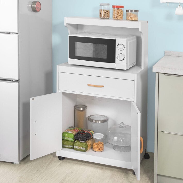 Virtuvinė spintelė ant ratukų SoBuy FSB12-W, balta kaina ir informacija | Virtuvinės spintelės | pigu.lt