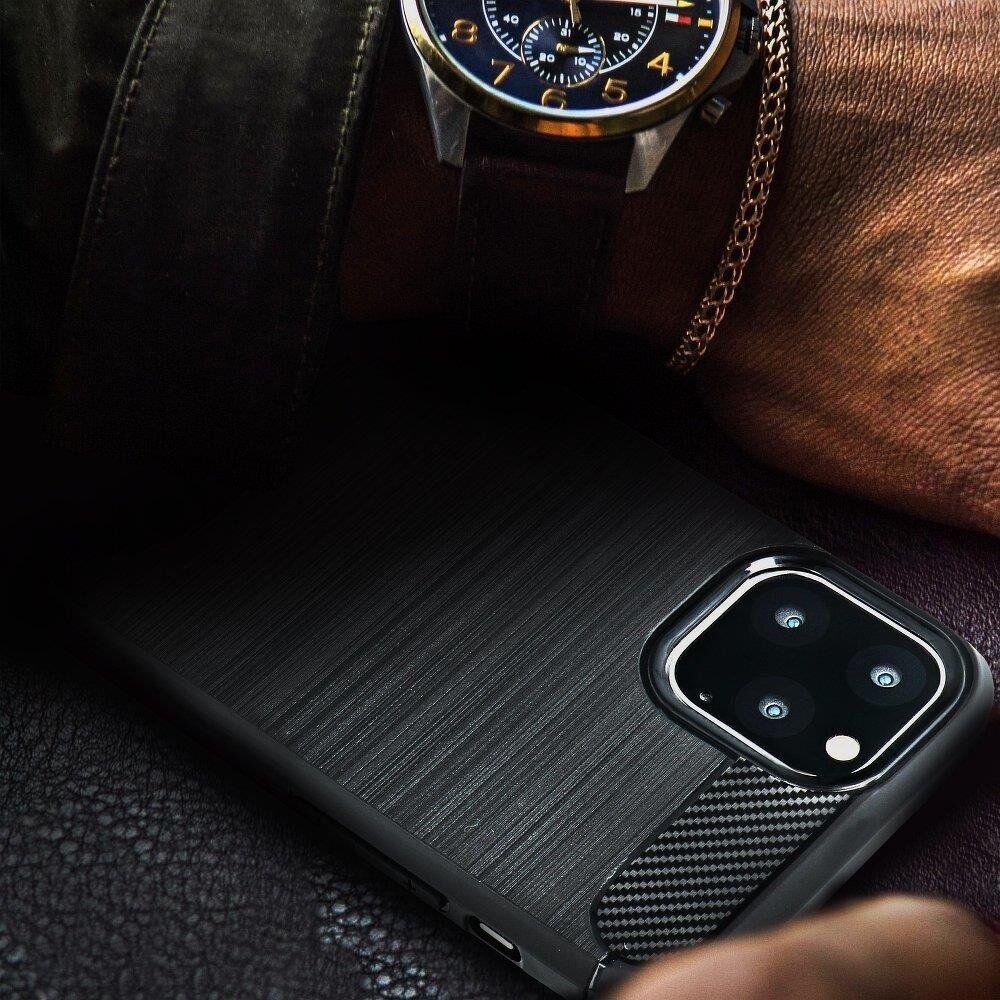 Dėklas Carbon skirtas Samsung Galaxy A41, juoda kaina ir informacija | Telefono dėklai | pigu.lt
