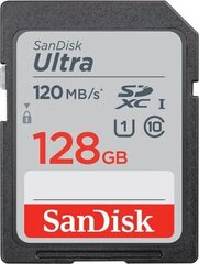 SanDisk Ultra SDXC 128 GB kaina ir informacija | Atminties kortelės fotoaparatams, kameroms | pigu.lt