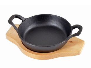 Fissman чугунная сковорода с ручками и деревяной подставкой, 18 x 4,5 см цена и информация | Формы, посуда для выпечки | pigu.lt