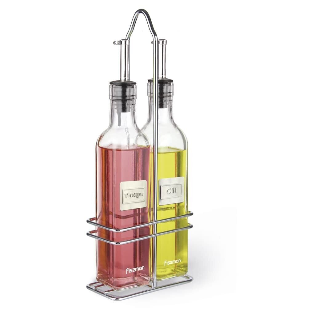 Fissman acto ir aliejaus butelių rinkinys su stovu, 2x250 ml kaina ir informacija | Virtuvės įrankiai | pigu.lt
