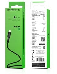 Провод Borofone X16 Lightning (MD818) из прочного материала, 100 см, черный цена и информация | Кабели для телефонов | pigu.lt