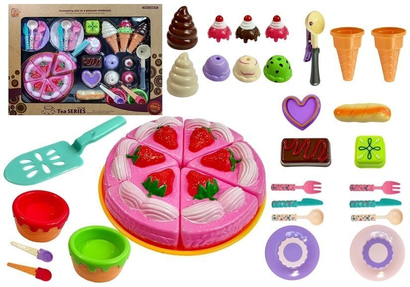 Žaislinis tortas su saldumynais ir indais kaina ir informacija | Žaislai mergaitėms | pigu.lt