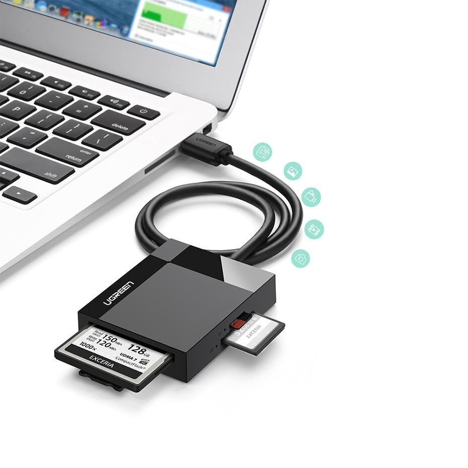 Adapteris Ugreen USB 3.0 SD / micro SD / CF / MS card reader (CR125 30333) цена и информация | Adapteriai, USB šakotuvai | pigu.lt