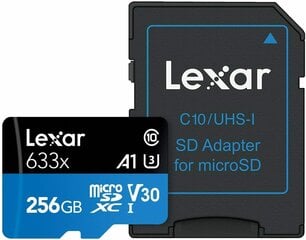 Карта памяти Lexar High-Performance 633x UHS-I micro SDXC, 256 GB, Class 10, U3, V30, A1, 45 MB цена и информация | Lexar Мобильные телефоны, Фото и Видео | pigu.lt