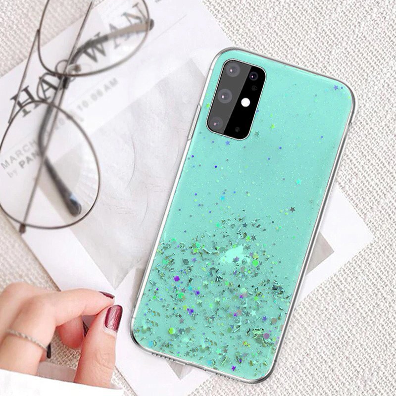 Fusion Glue Glitter Back Case silikoninis dėklas skirtas Huawei P40 Lite / Nova 7i / Nova 6 SE žalias цена и информация | Telefono dėklai | pigu.lt