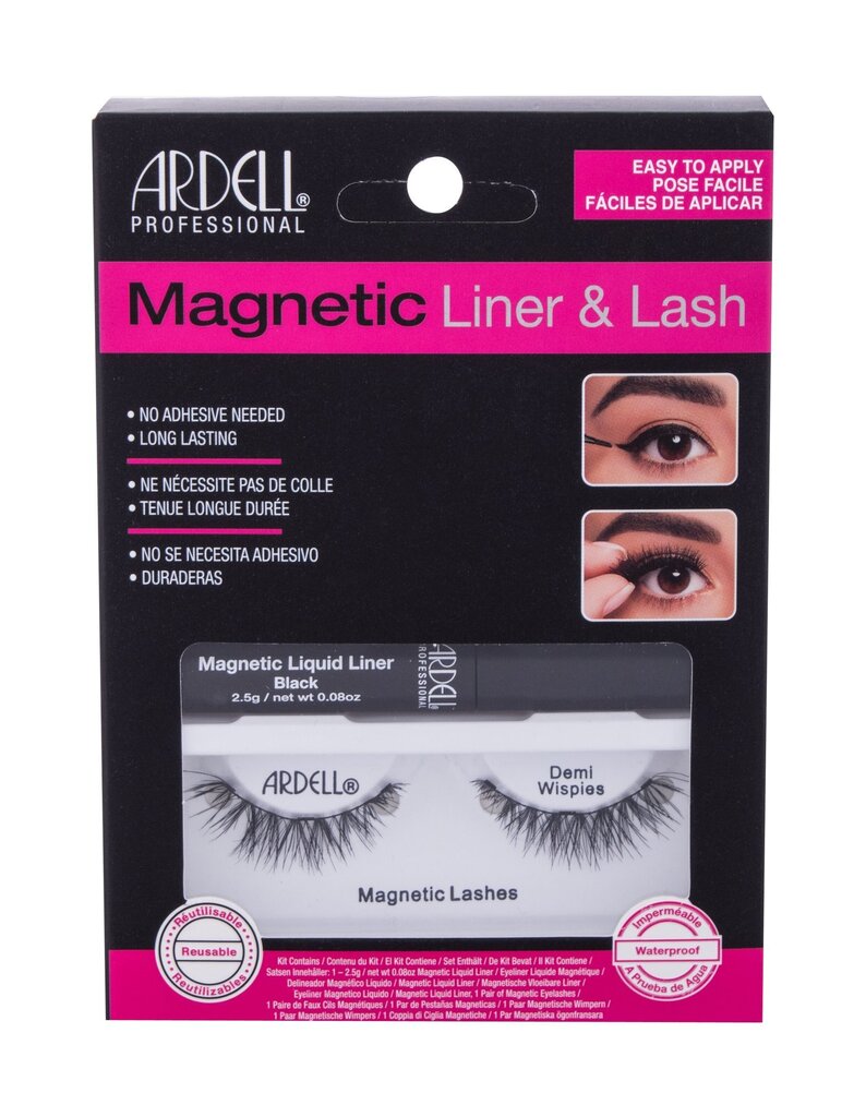 Dirbtinės blakstienos ir akių apvadas Ardell Magnetic Liquid Liner & Lash Demi Wispies, juoda kaina ir informacija | Priklijuojamos blakstienos, blakstienų rietikliai | pigu.lt