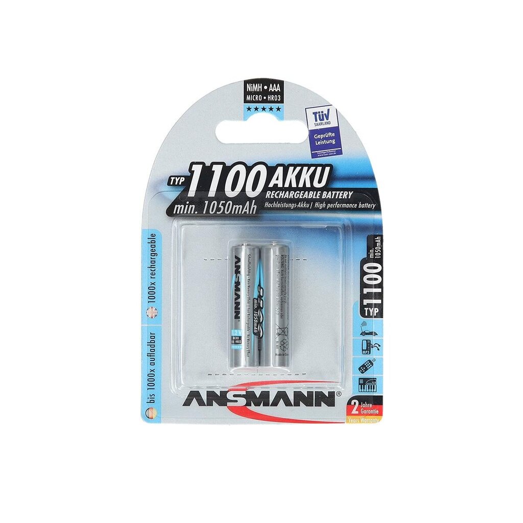 5035222 AAA NiMH 2x1100mAh kaina ir informacija | Akumuliatoriai fotoaparatams | pigu.lt