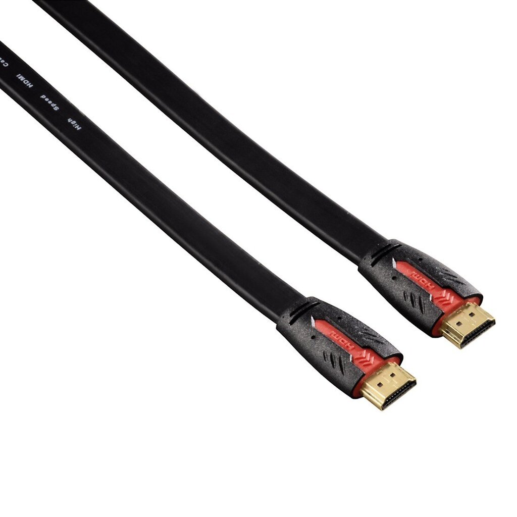 Laidas Hama High Quality Flat High Speed HDMI™ Ethernet, skirtas PS3 žaidimų konsolei, 2 m ilgio, juodas kaina ir informacija | Žaidimų kompiuterių priedai | pigu.lt