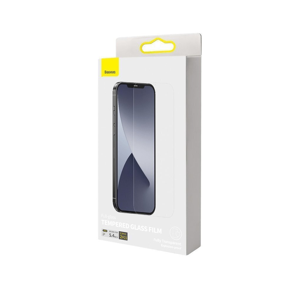 Apauginis stiklas Baseus skirtas iPhone 12 mini цена и информация | Apsauginės plėvelės telefonams | pigu.lt