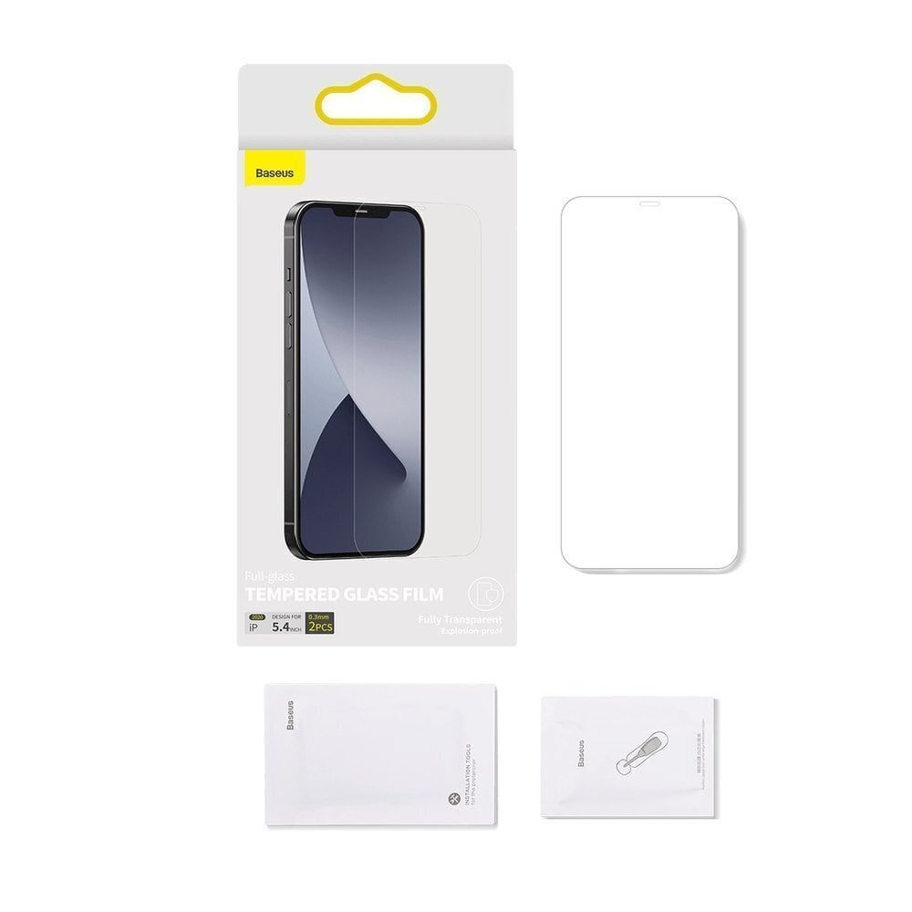Apauginis stiklas Baseus skirtas iPhone 12 mini kaina ir informacija | Apsauginės plėvelės telefonams | pigu.lt