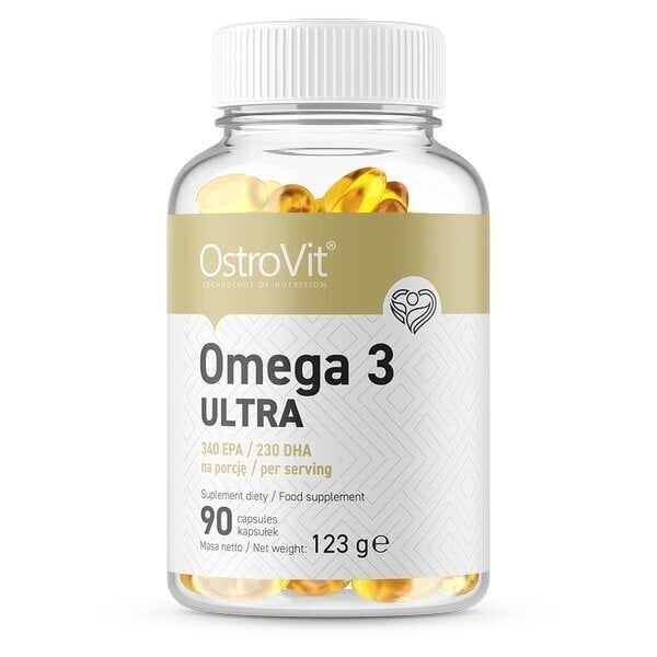 Maisto papildas OstroVit Omega 3 Ultra, 90 kapsulių kaina ir informacija | Vitaminai, maisto papildai, preparatai gerai savijautai | pigu.lt