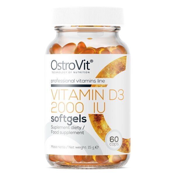 Maisto papildas Vitaminas D3 OstroVit Vitamin D3 2000 IU Softgels, 60 kapsulių цена и информация | Vitaminai, maisto papildai, preparatai imunitetui | pigu.lt