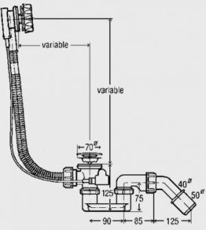 Automatinis vonios sifonas Viega Simplex 40/50 kaina ir informacija | Sifonai | pigu.lt