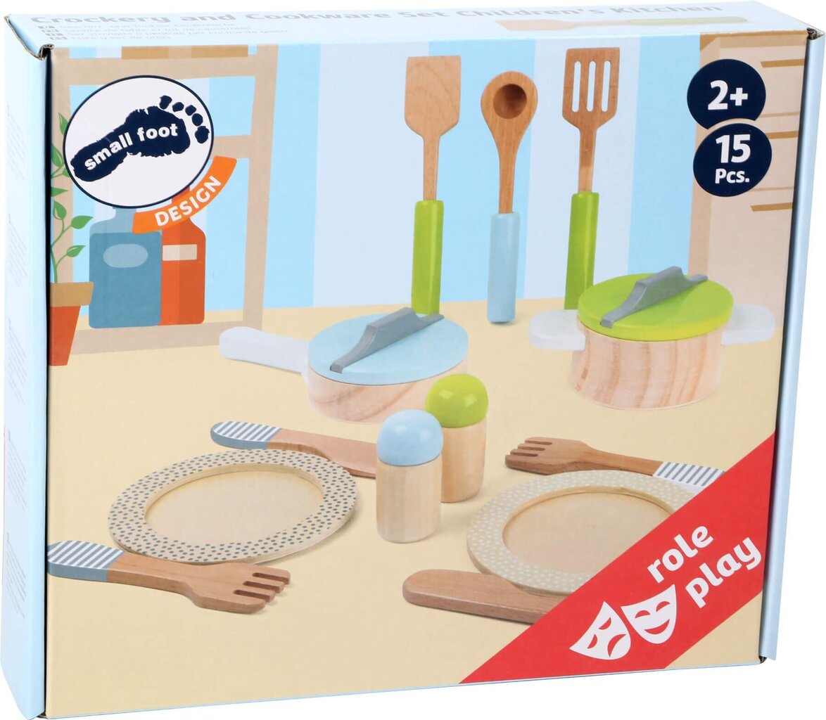 13 dalių žaislinių medinių indų rinkinys Cookware цена и информация | Lavinamieji žaislai | pigu.lt