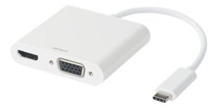 Deltaco USB-C адаптер, HDMI / VGA / Audio / USB-C, 100W USB-C PD 3.0, белый цена и информация | Адаптеры, USB-разветвители | pigu.lt