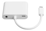 Deltaco USB-C adapteris, HDMI / VGA / Audio / USB-C, 100W USB-C PD 3.0, Baltas