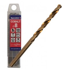 Metalinis grąžtas Specialist+ Cobalt, 8 mm, 10 vnt kaina ir informacija | Mechaniniai įrankiai | pigu.lt