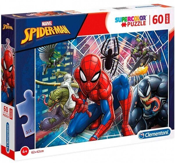 Dėlionė Clementoni Maxi Super Color Spiderman 60 d. kaina ir informacija | Dėlionės (puzzle) | pigu.lt