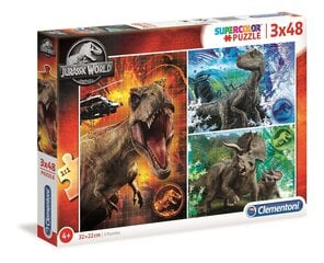 Dėlionė Clementoni Super Color Jurassic World 3x48 d. kaina ir informacija | Dėlionės (puzzle) | pigu.lt