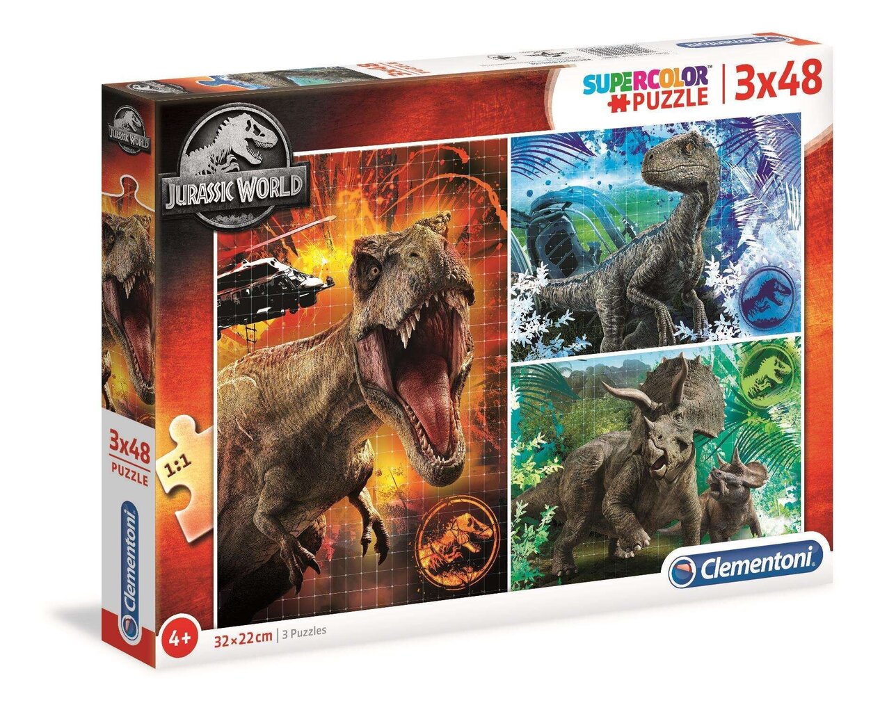 Dėlionė Clementoni Super Color Jurassic World 3x48 d. kaina ir informacija | Dėlionės (puzzle) | pigu.lt