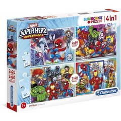 Dėlionė Clementoni Super Color 4-in-1 Superhero Adventures160 d. kaina ir informacija | Dėlionės (puzzle) | pigu.lt