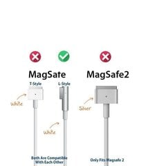 Кабель питания Apple Magsafe 1 DC, 85Вт, L-образный, 1,6 м, белый цена и информация | Кабели и провода | pigu.lt