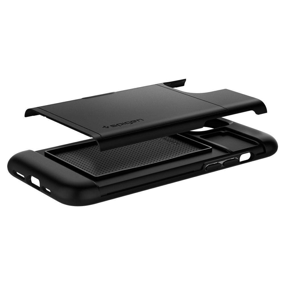 IPhone 12/12 Pro dėklas, Spigen Slim Armor CS kortelės laikiklio dangtelis - juodas kaina ir informacija | Telefono dėklai | pigu.lt