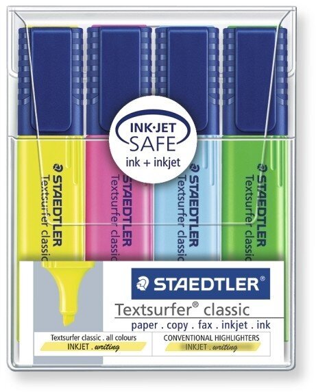 Teksto spalviklių rinkinys Staedtler Textsurfer Classic, 4 spalvos kaina ir informacija | Rašymo priemonės | pigu.lt