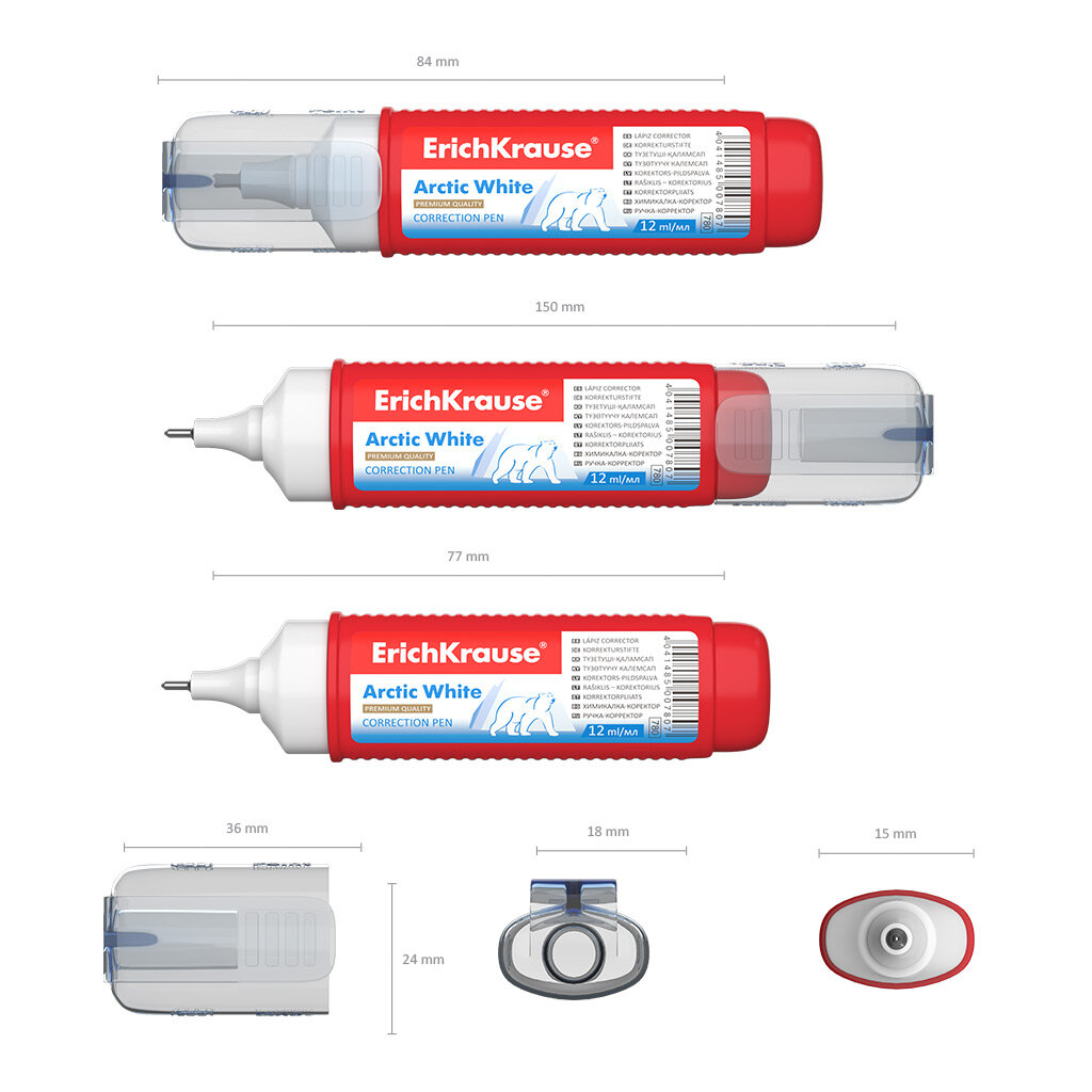 Korekcinis pieštukas Arctic White, ErichKrause, 12ml kaina ir informacija | Rašymo priemonės | pigu.lt