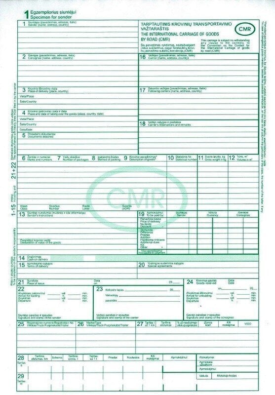 CMR blankai, A4, 10 komplektų цена и информация | Sąsiuviniai ir popieriaus prekės | pigu.lt