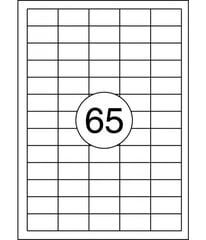 Etiketiniai lipdukai Rillprint 38x21,2 mm, A4, 65 lipdukai lape, 100 lapų kaina ir informacija | Sąsiuviniai ir popieriaus prekės | pigu.lt