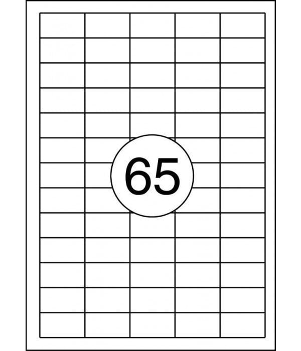 Etiketiniai lipdukai Rillprint 38x21,2 mm, A4, 65 lipdukai lape, 100 lapų kaina ir informacija | Sąsiuviniai ir popieriaus prekės | pigu.lt