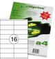 Etiketiniai lipdukai Rillprint 105x35 mm, A4, 16 lipdukų lape, 100 lapų kaina ir informacija | Sąsiuviniai ir popieriaus prekės | pigu.lt