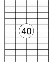 Etiketiniai lipdukai Rillprint 52,5x29,7 mm, 40 lipdukų lape, 100 lapų kaina ir informacija | Sąsiuviniai ir popieriaus prekės | pigu.lt