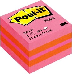 Lipnių lapelių mini kubas Post-It, 51x51 mm, 400 lapelių, rožinių atspalvių цена и информация | Тетради и бумажные товары | pigu.lt