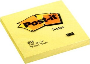 Lipnūs lapeliai Post-It, 76x76 mm, 100 lapelių, geltoni цена и информация | Тетради и бумажные товары | pigu.lt