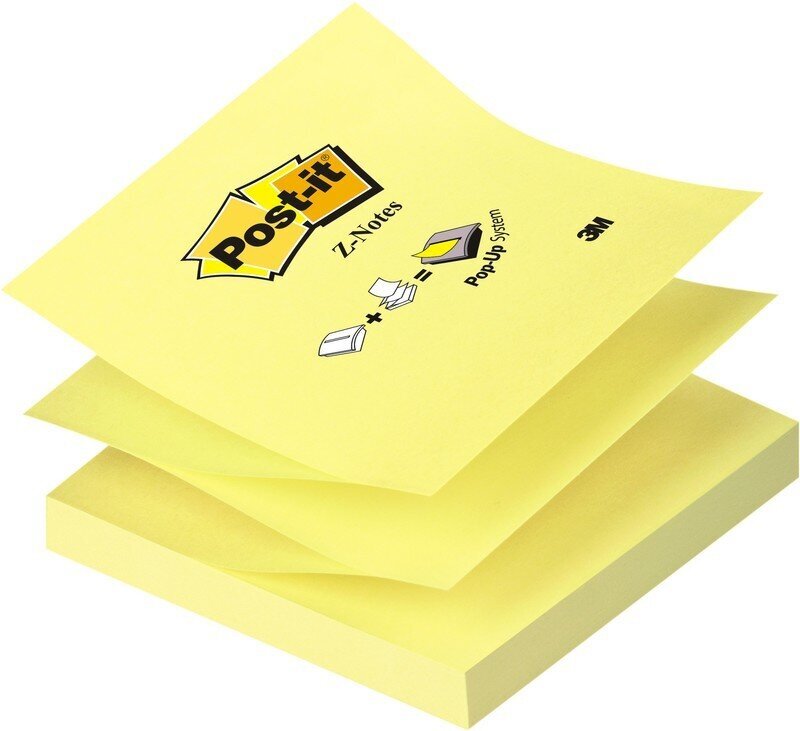 Lipnūs lapeliai Post-It Z, 76x76 mm, 100 lapelių, geltoni kaina ir informacija | Sąsiuviniai ir popieriaus prekės | pigu.lt