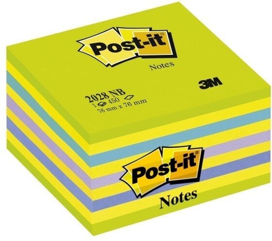 Lipnių lapelių kubas Post-It Neon green&blue, 76x76 mm, 450 lapelių цена и информация | Sąsiuviniai ir popieriaus prekės | pigu.lt