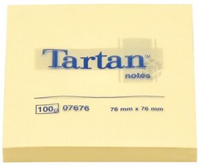Lipnūs lapeliai Tartan, 76x76 mm, 100 lapelių, geltoni kaina ir informacija | Sąsiuviniai ir popieriaus prekės | pigu.lt