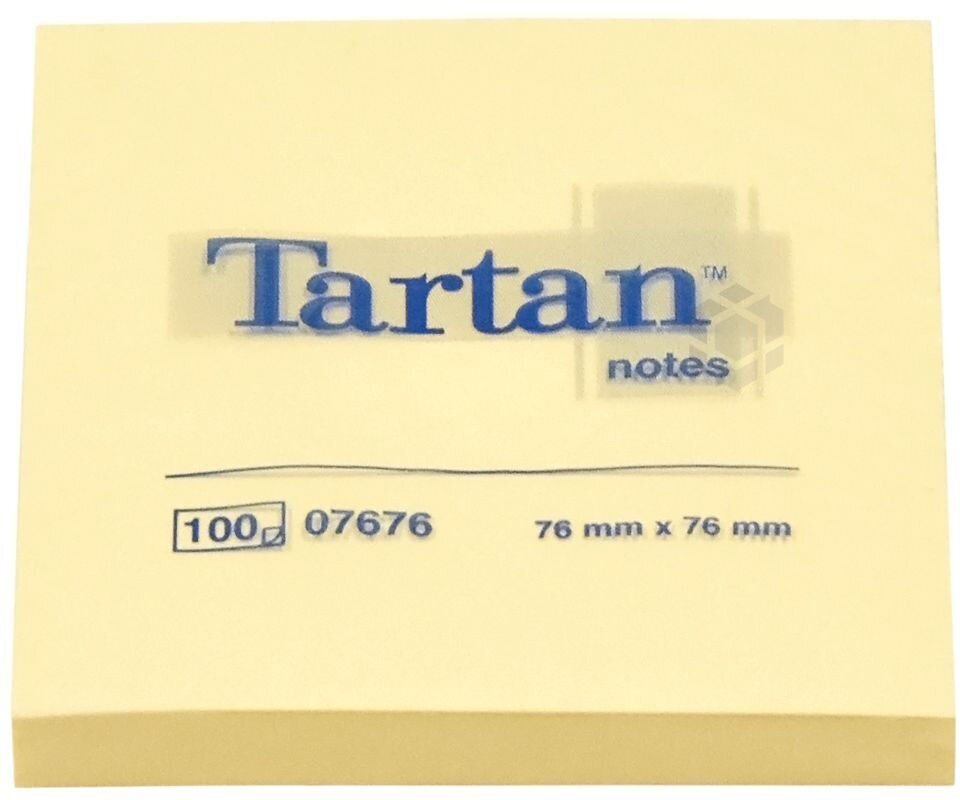 Lipnūs lapeliai Tartan, 76x76 mm, 100 lapelių, geltoni цена и информация | Sąsiuviniai ir popieriaus prekės | pigu.lt