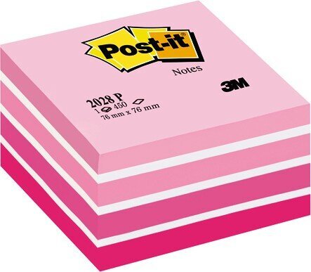 Lipnių lapelių kubas Post-It Pink pastel, 76x76 mm, 450 lapelių kaina ir informacija | Sąsiuviniai ir popieriaus prekės | pigu.lt