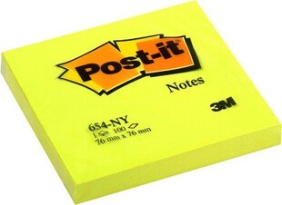 Липкие листики Post-It Neon, 76x76 мм, 100 листов, желтый цена и информация | Тетради и бумажные товары | pigu.lt